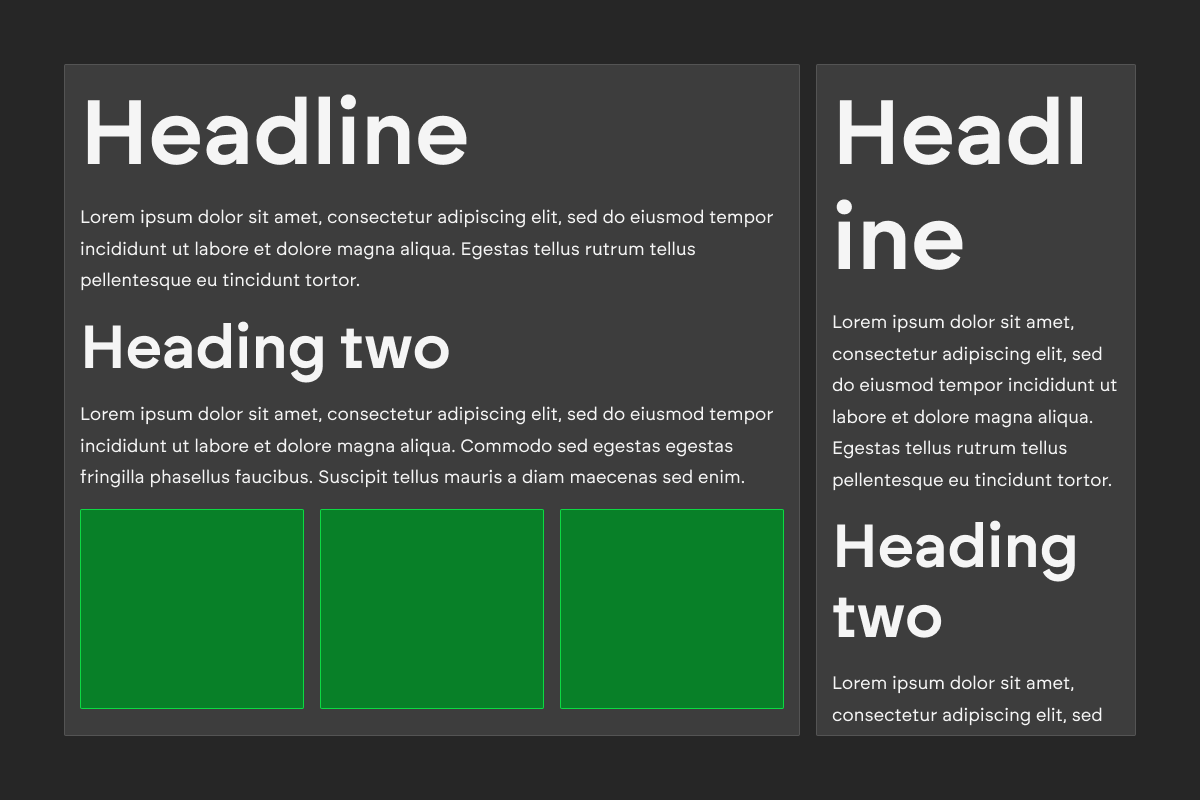 A visual representation of how an unresponsive type scale looks on a larger and smaller width screen